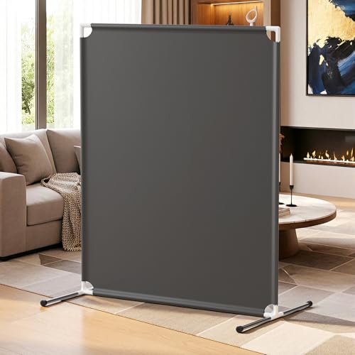 Room Divider for Privacy Protection - Single Panel Privacy Screen for Room Separation 75.6 x 60 Portable Room Partition for Bedroom Office Dorm Freestanding Divider Easy to Install Grey