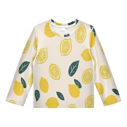 CaTaKu Fruits Lemons Toddler Rash Guard Boy Swim Shirt for Boys Kids Swimsuit Long Sleeve UPF 50+ 3-12T