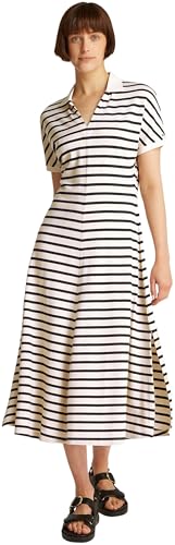 Tommy Hilfiger Damen Polokleid Lyocell Midi-Länge, Mehrfarbig...