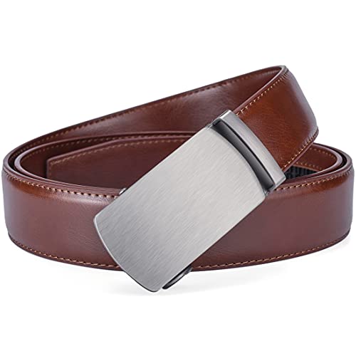 Image of Beltox Men Leather Belt w Slide Ratchet Interchangeable Buckle