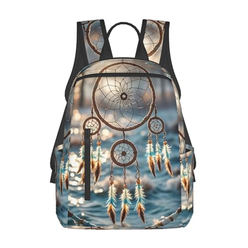 Backpack 14.7 inch Lightweight Large Bookbag Native American Dream Catcher Daypack for Travel Office Work