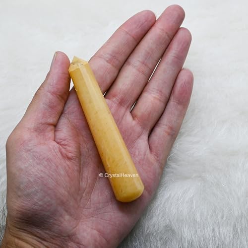 Image of Certified Yellow Aventurine Crystal Wand - Pointed Crystal Wand for Energy Healing, Chakra Balancing, Meditation and Home Decor - Crystals and Healing Stones for Gift