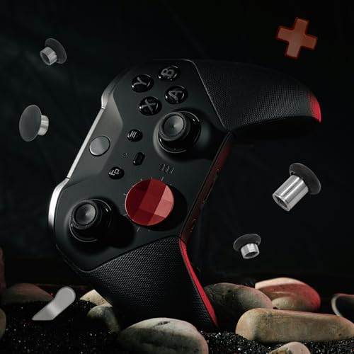 Image of 16 in 1 Metal Thumbsticks Suitable for Xbox One Elite Series 2, Elite Series 2 Core Controller Accessories Parts, 6 Metal Thumbsticks, 4 Paddles, 2 D-Pads and 4 Tool(Red)