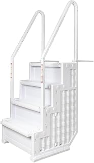 Aqua Select Anti-Slip in-Pool Steps | White | for Above Ground Swimming Pools | Can Mount to Decks 48" to 54" H | Safety Stairs Capacity Up to 250 lbs