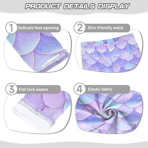 Girls Leggings Soft Toddler Ankle Length Bottoms Mermaid Scales Kids Dance Yoga Pants 4-10 Years3