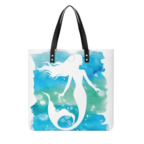 Sac à main shopper Sirène Bleue : grand fourre-tout pour femme et sac de voyage 39x39cm