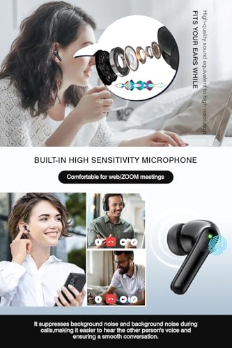 Image of Wireless Earbuds, Bluetooth 5.3 Headphones with HiFi Stereo Sound, 48H Playtime with LED Power Display Charging Case, IP6 Waterproof in Ear Earphone with Mic for Sport
