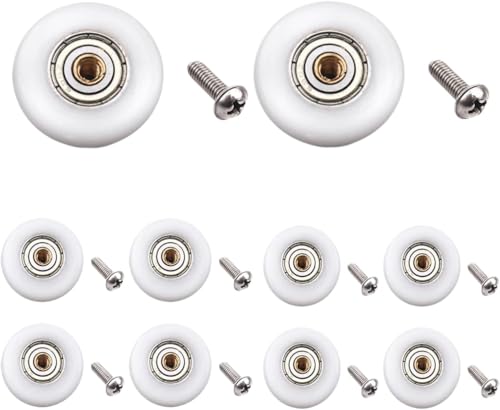 Ruedas Mampara Ducha 10 piezas de ruedas for mampara ducha, repuesto for puerta cristal baño, rueda deslizante for (19 mm-27 mm)(27mm-10pcs)