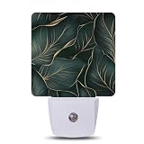 NSMNSM Green Tropical Leaves Night Light with Dusk to Dawn Light Sensors, Plug-in Wall Led Night Lights, Energy Efficient Lamp for Bedroom,Bathroom,Kitchen,Hallway,Stairs, Gifts Ideal for Girls Women