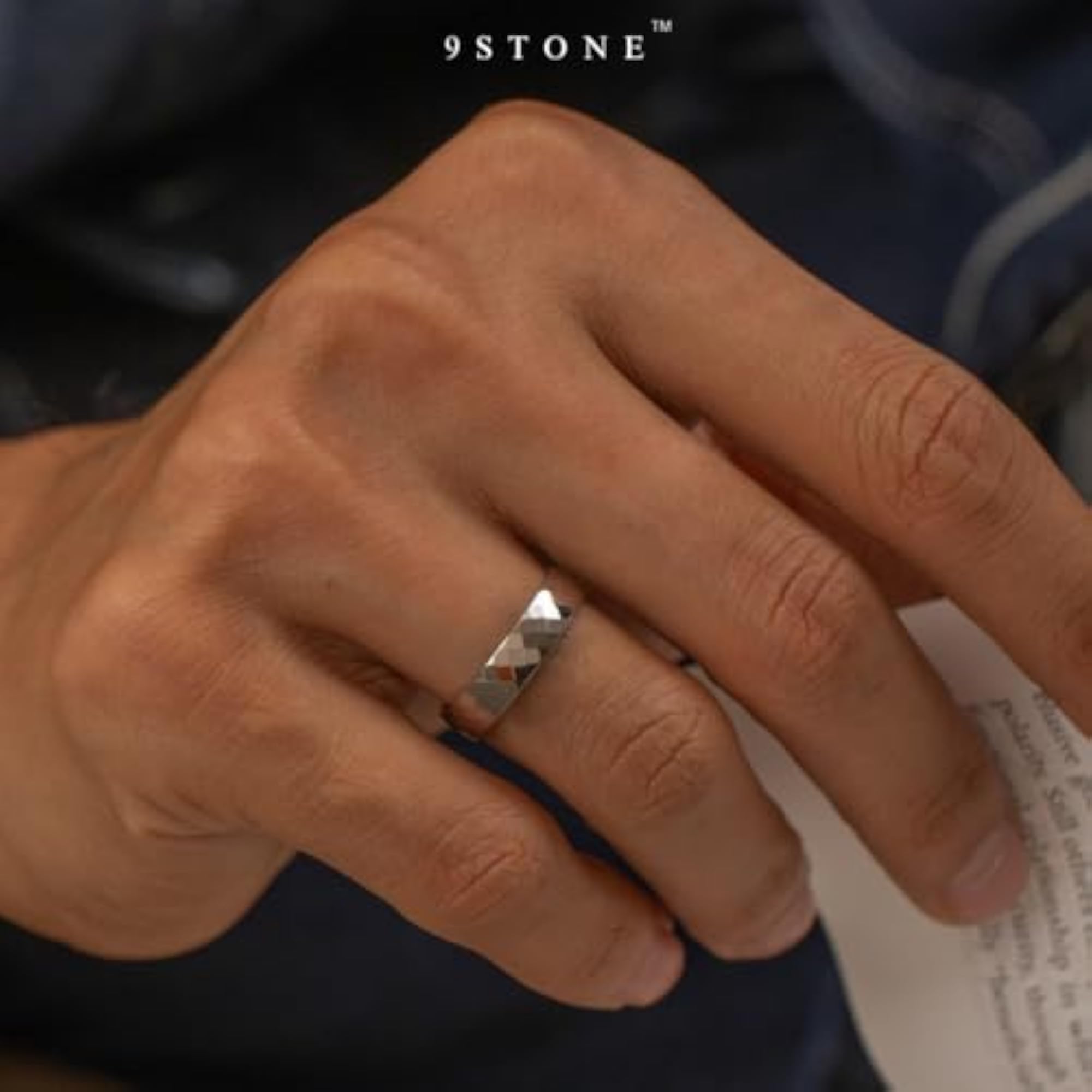 Men's Premium Faceted Ceramic Ring, Waterproof