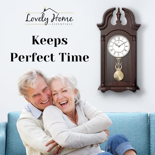Pendulum Wall Clock Battery Operated - Wooden Hanging Grandfather Wall Clock with Pendulum, 23.5x9 inch - Quiet, Non-Chiming, with Real Wood for Living Room Decor, Office & Home Décor Gift - Image 3