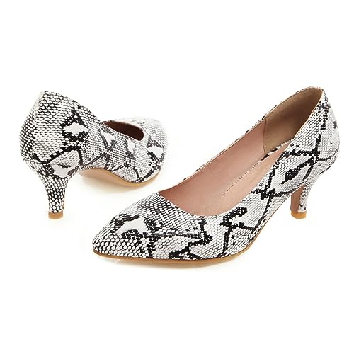 Snakeskin Kitten Heels Womens Pointed Toe Court Shoes3