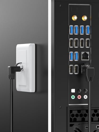 Image of CableCreation Angle CAT6 Ethernet Patch Cable(10 Feet), Downward Angled Lan Cable with 50U Gold Plated Contact, Black Color