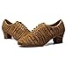 Women Latin Dance Shoes Rubber Sole Non-Slip Fashion Ballroom Dance Pratice Shoes Breathable Comfortable Mid High Heel Outdoor Professional Performance Dance Shoes (Color : Brown-3.5CM/1.37In, Size