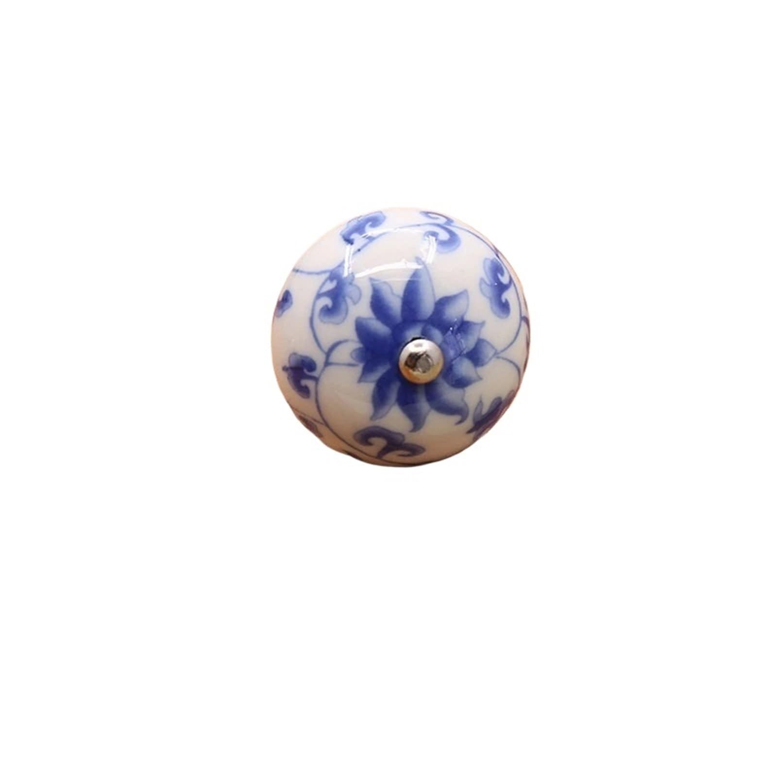 Kifsdlf Color2 Ceramic Handle Retro Blue And White Porcelain Drawer Cupboard Door Wardrobe Chest Of Drawers For Cupboard Wardrobes Furniture(Color2)