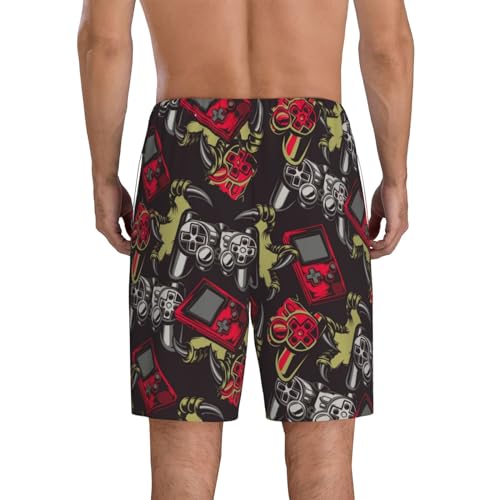 Vintage Gaming Print Men’s Sleep Shorts Bottoms Soft Comfy Pajama Wear Pants With Drawstring Pockets3