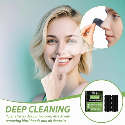 Mitesserentferner stripes – Aktivkohle-Sticker – Sanfte Reinigung von Mitessern und Poren – Behandlung gegen Erdbeernase – Verkleinert die Poren – Sicher und sanft zur Haut nasenstrips mitesser