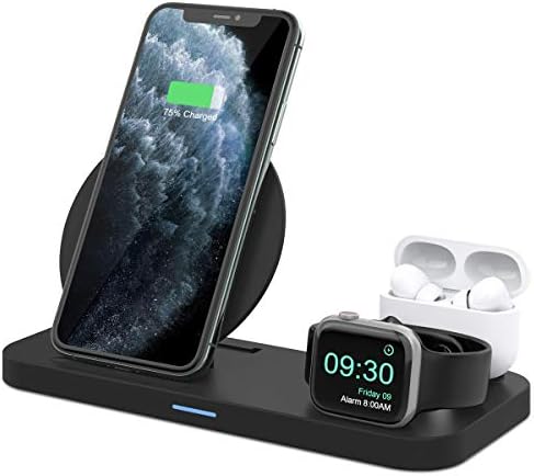 Cargador inalámbrico 3 en 1 para iPhone 11 Pro Max, estación de carga  rápida de 10W para Apple Watch Series 1, 2, 3, 4, 5, soporte para  Airpods|Soportes de escritorio para teléfono| - AliExpress