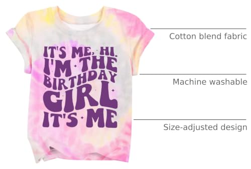 Image of LOTUCY Birthday Girl Outfit for Kids Its Me Hi Im The Birthday Girl Shirt | Birthday Party TopsToddler Kid Girls Tie Dye T-Shirt B-Day Gifts