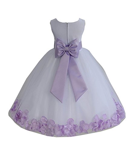 White Tulle Rose Petals Flower Girl Dress Tulle Dress Christening Dress 302T 12