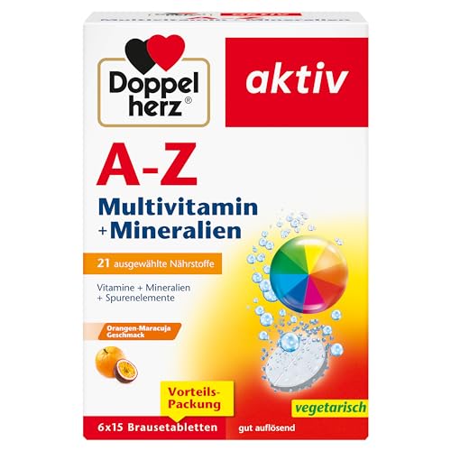 Doppelherz A-Z Multivitamin + Mineralien - 21 ausgesuchte Nährstoffe zur Unterstützung der Gesundheit und des Wohlbefindens - 6 x 15 Brausetabletten