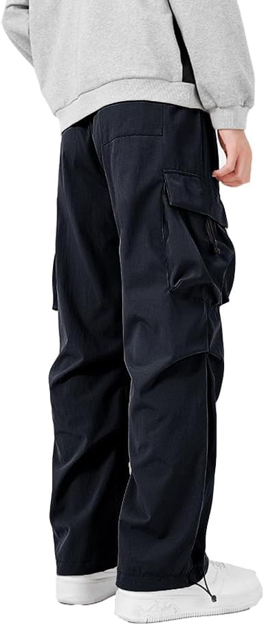 WZIKAI Men's Parachute Cargo Pants Trendy Casual Parachute Pant Baggy Drawstring Hip Hop Harem Pants with Pockets - Image 4