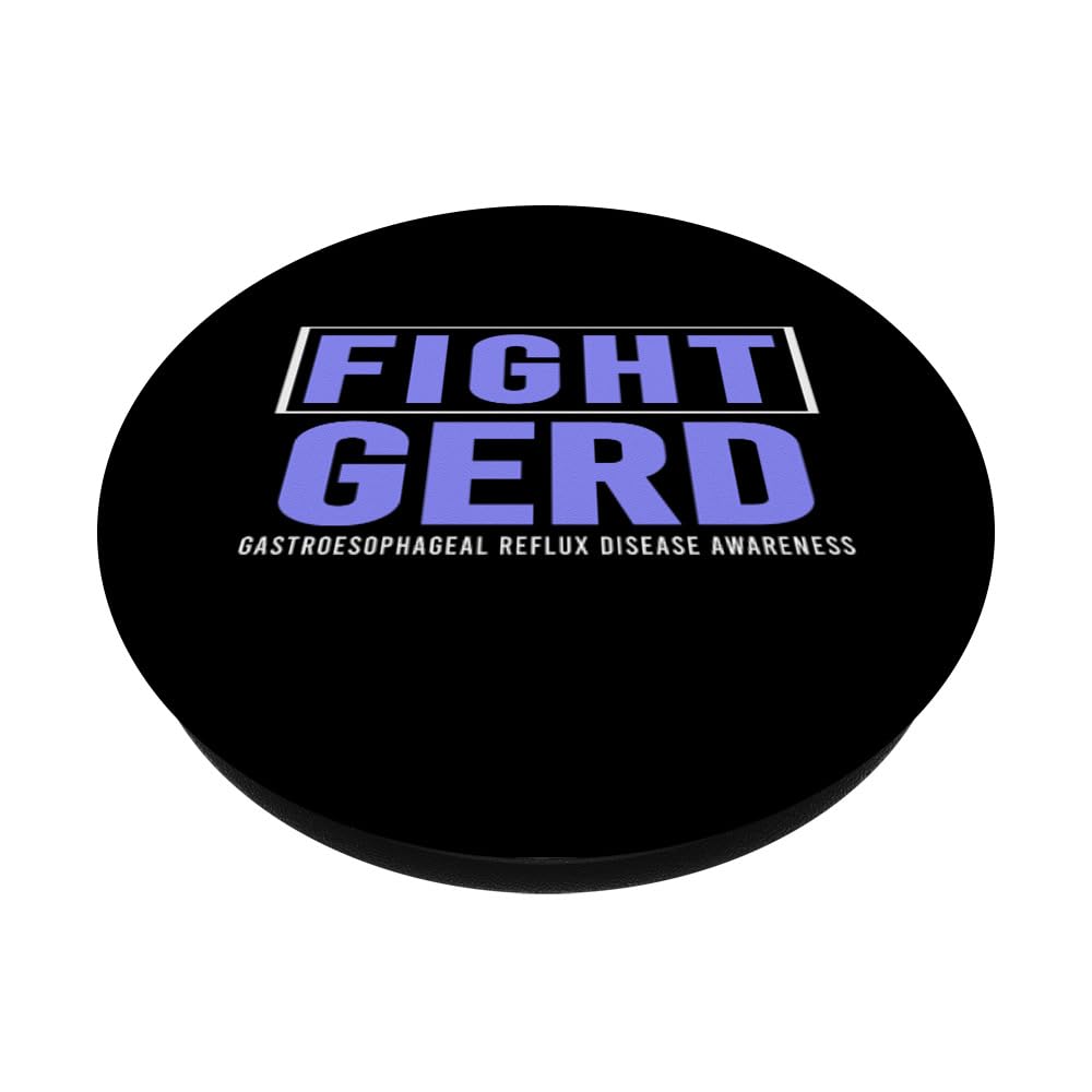 GERD Fight Gastroesophageal Reflux Disease T-Shirt GERD PopSockets Swappable PopGrip, Black - Image 2