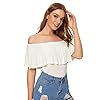 Verdusa-Womens-Off-The-Shoulder-Short-Sleeve-Ruffle-Bodysuit Verdusa Women's Ruffle Off Shoulder Short Sleeve Bodysuit White M