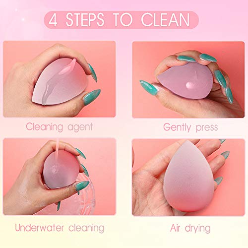 BEAKEY Color-Changing Makeup Sponge Set Blender Beauty Foundation Blending Sponge, Flawless for Liquid, Cream, and Powder, 2 Pcs - Thumbnail 6
