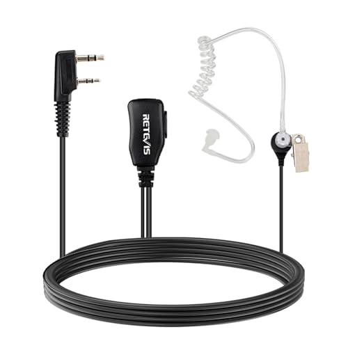 Retevis Pinganillo Walkie Talkie, Walkie Talkie Auriculars Auricular Transparente Antirruido con PTT, Compatible con eSynic Baofeng Kenwood RT24 RT27 RT619 RT668 RT5R(10 Piezas)