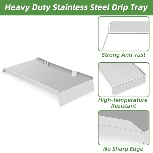 Image of Drip Tray Heat Baffle Replacement for Traeger Ironwood 885 Series Pellet Grills, Stainless Steel Drip Pan Compatible Traeger Ironwood 885 BAC521 and Ironwood 885 BCA1333 KIT0404