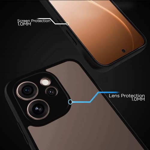 Image of RIGGEAR Shockproof Sleek Hybrid Armor Back Cover Case for Oppo Reno15 Pro, Reno 15 Pro 5G (Clear PC + Black TPU Bumper)