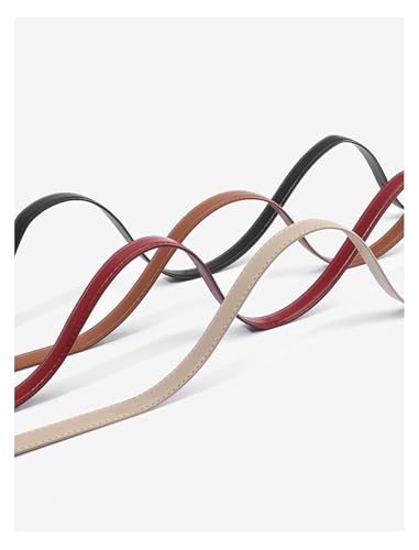 Thin Belt for Women Jeans Faux Leather Ladies Skinny Waist Belts for Dresses Pants with Trendy Gold/Silver Buckle4