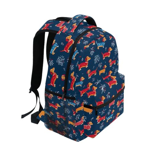 Dachshund Dog Blue Red Backpack for School Boys Girls Adults Kids Bookbag Laptop Bag 15L2