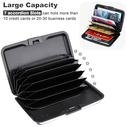 Image of ELFISH Mini RFID Aluminum Wallet Credit Cards Holder Business Card Case Metal ID Case for Men Women (Eye heart)
