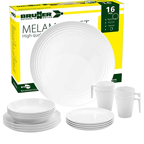 Service De Table Brunner Spherica - 16 Pièces - Mélanine Blanc - Neuf