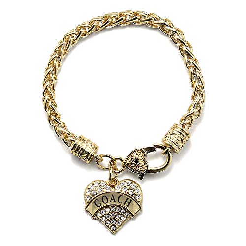 Inspired Silver - Gold Pave Heart Charm Bracelet with Cubic Zirconia Jewelry