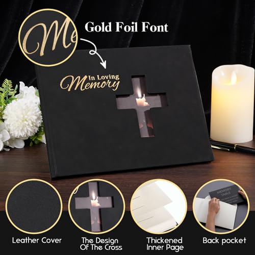Image of Funeral Guest Book for Memorial Service - in Loving Memory Guest Sign in Book, Celebration of Life Memorial Guest Book, Hardcover Condolence Book with 94 Pages for 70 Guests