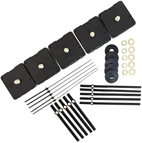 Bjerg Instruments 5 Pack Bulk Clock Parts with Replacement Movement Mechanism and Hands for 9 or 10 inch Clock (Classic)