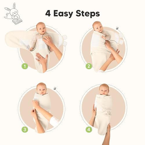 Image of 3-Pack Organic Swaddles for Newborns, Baby Swaddles 0-3 Months (Roseate) | Newborn Swaddle Sleep Sacks, Soft Cotton, Infant, Baby Swaddle Wraps, Girls, Boys, Large Hook & Loop Closure