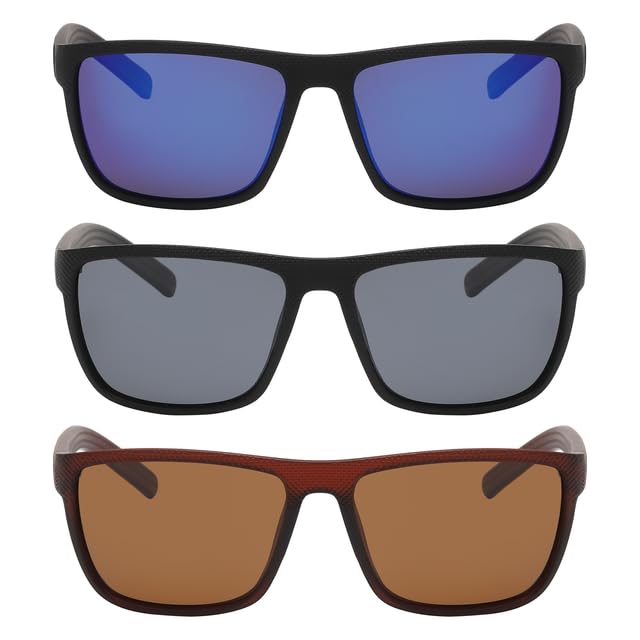 OWL Men's Sporty Polarized Sunglasses – Sun Protection, Lightweight and Stylish Eyewear with Polycarbonate Lenses - Pack of 3