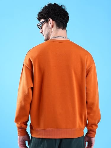 Image of The Indian Garage Co Men Oversized Solid Crew Neck Overhead Sweatshirt