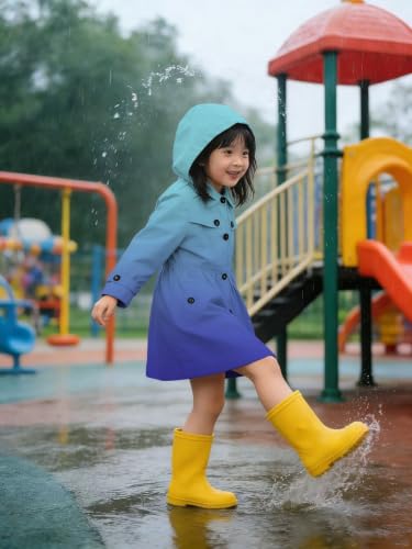 Image of SANGTREE Girl's Waterproof Trench Coat Hooded Lightweight Windbreaker Rain Jackets