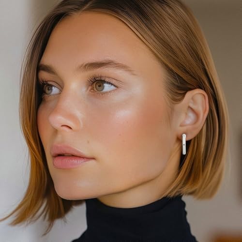 925 Sterling Silver 5x30mm Omega Clip Back Post Small Hoop Earrings2