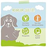 MjAMjAM - Premium Nassfutter für Hunde - leckeres Rind an gekochten Kartoffeln mit knackigen Erbsen, 6er Pack (6 x 200 g), naturbelassen mit extra viel Fleisch