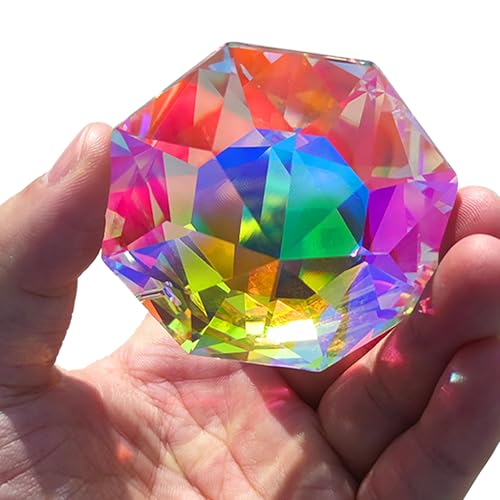 Tongyixin 60mm Perline di cristallo ottagonali colorate acchiappasole, ornamenti da appendere alla finestra per il prisma arcobaleno della finestra,adatto per uso interno ed esterno.