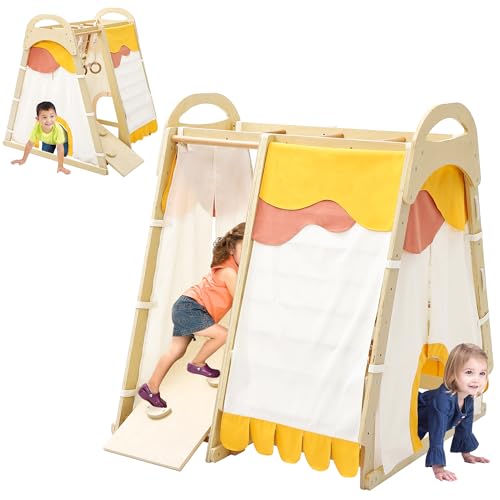 7 in 1 Indoor Playground Jungle Gym Playset, Climbing Toys for Toddlers, Indoor Playground Set with Tent, Slide, Monkey Bars, Playground for Kids Easy Assembly