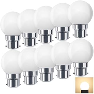 Suncan 10 Pack Warm White B22 Bayonet LED Small Golf Ball Bulbs, Energy Saving Light Bulbs, for Outdoor Garden Patio, Halloween, Christmas, Tree, Fairy Party Night Lights