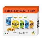 BRAMI Lupini Beans Snack, Variety Pack | 7g Plant Protein, 0g Net Carbs | Vegan, Vegetarian, Keto, Mediterranean Diet | 5.3 Ounce (8 Count)