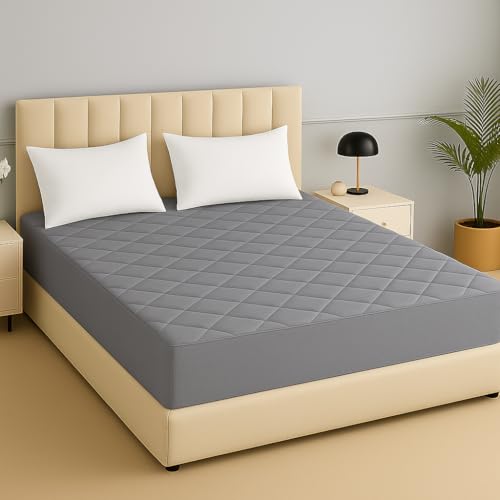 Image of TAG 24 Waterproof Cotton Quilted Mattress Protector Breathable Hypoallergenic Noiseless Ultra Soft Fitted Bed Cover 72x72 inch (72x72 inch | 6x6 ft, Grey)